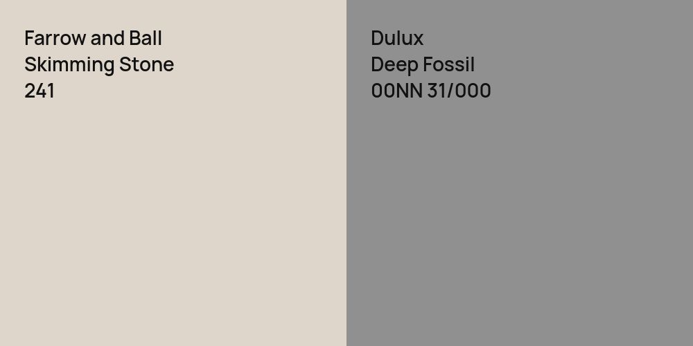 Farrow and Ball Skimming Stone vs. Dulux Deep Fossil