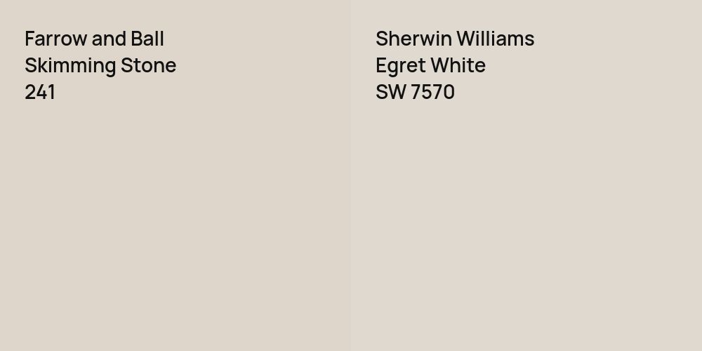 Farrow and Ball Skimming Stone vs. Sherwin Williams Egret White