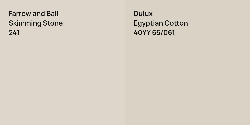 Farrow and Ball Skimming Stone vs. Dulux Egyptian Cotton