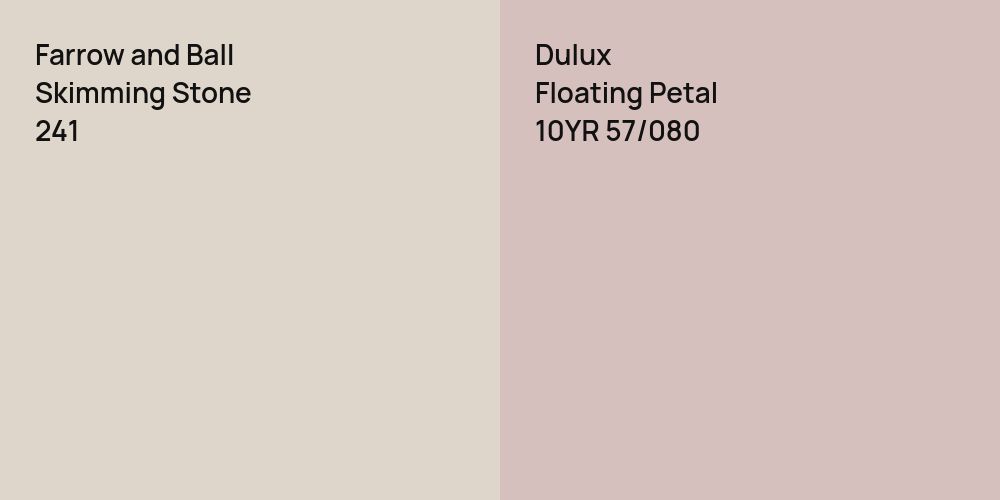 Farrow and Ball Skimming Stone vs. Dulux Floating Petal