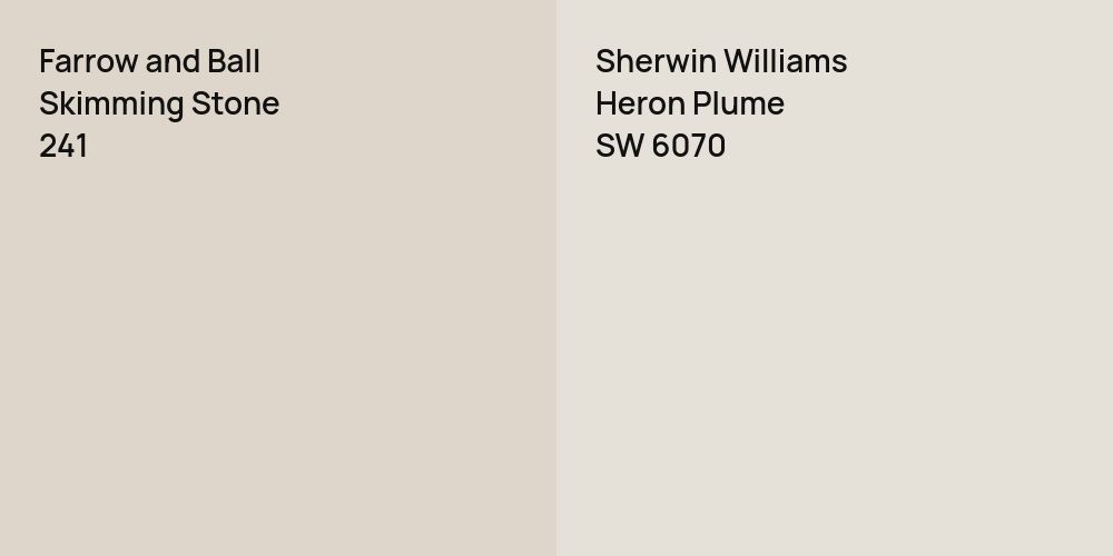 Farrow and Ball Skimming Stone vs. Sherwin Williams Heron Plume