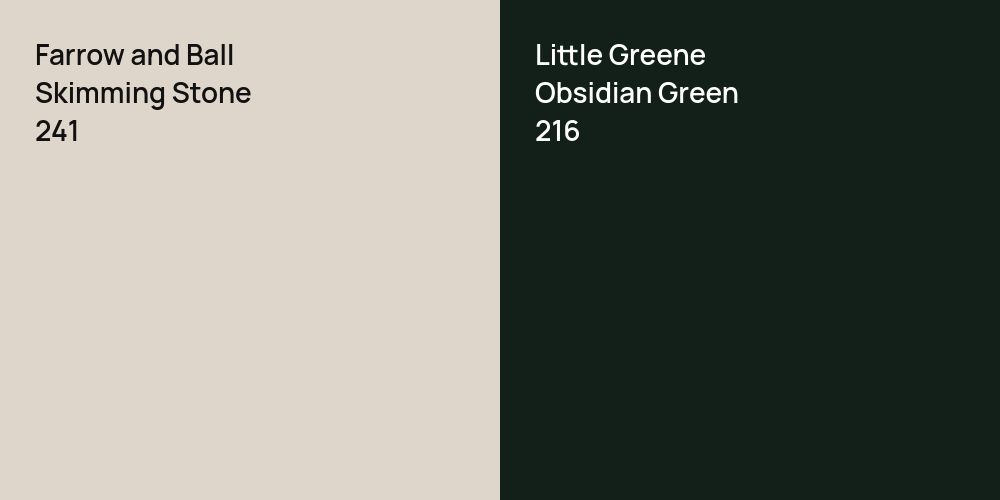 Farrow and Ball Skimming Stone vs. Little Greene Obsidian Green