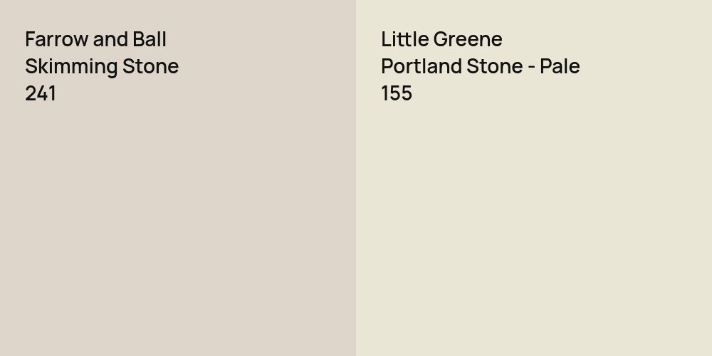 Farrow and Ball Skimming Stone vs. Little Greene Portland Stone - Pale