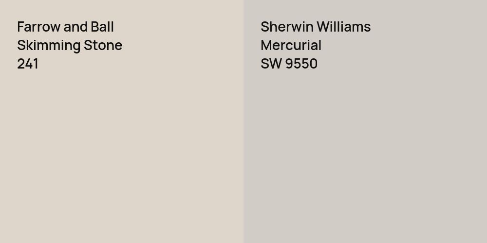 Farrow and Ball Skimming Stone vs. Sherwin Williams Mercurial