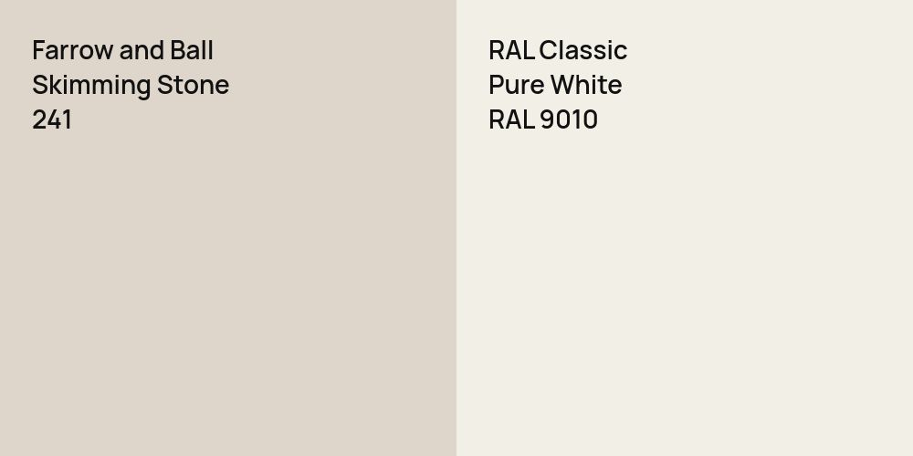 Farrow and Ball Skimming Stone vs. RAL Classic Pure White