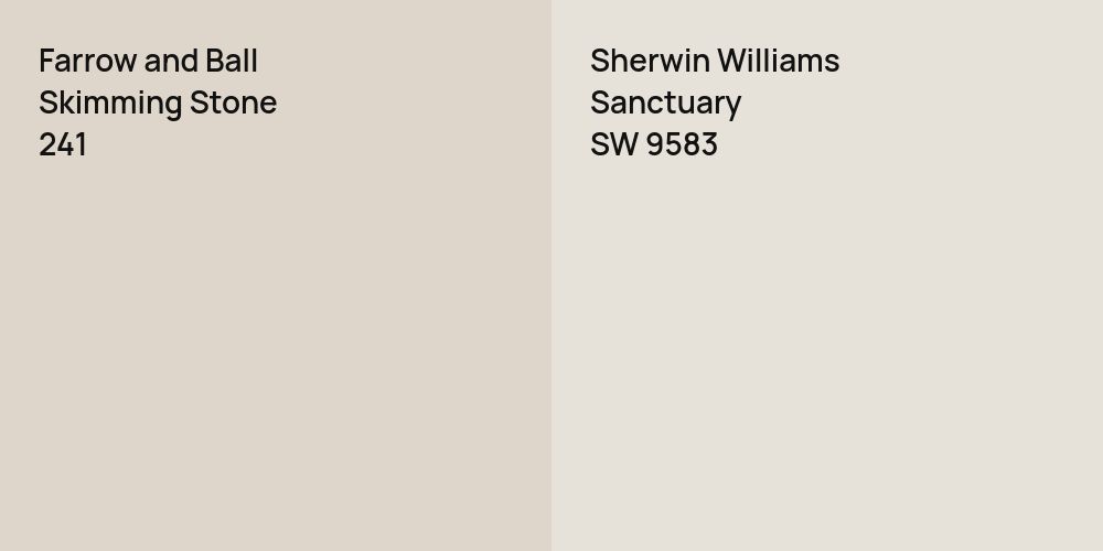 Farrow and Ball Skimming Stone vs. Sherwin Williams Sanctuary