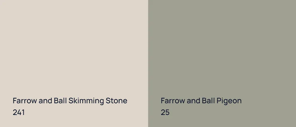 Farrow and Ball Skimming Stone 241 vs Farrow and Ball Pigeon 25
