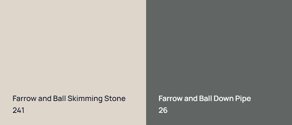 Farrow and Ball Skimming Stone 241 vs Farrow and Ball Down Pipe 26