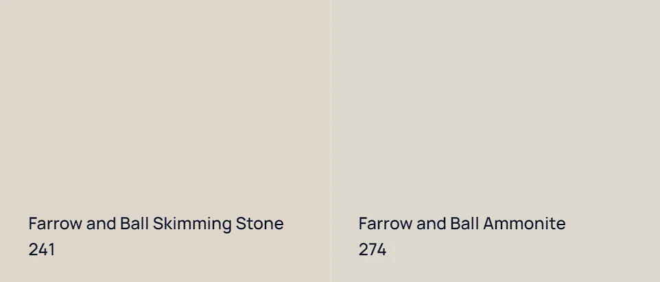 Farrow and Ball Skimming Stone 241 vs Farrow and Ball Ammonite 274