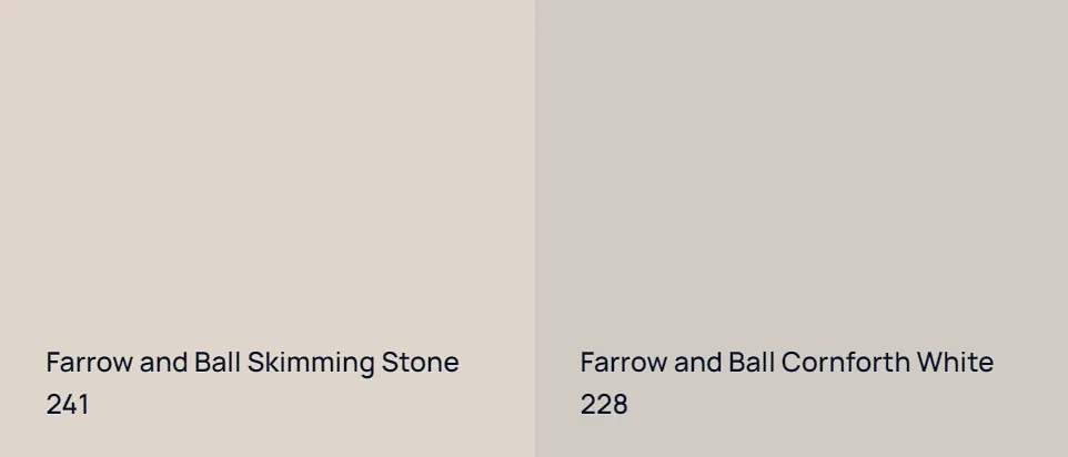 Farrow and Ball Skimming Stone 241 vs Farrow and Ball Cornforth White 228