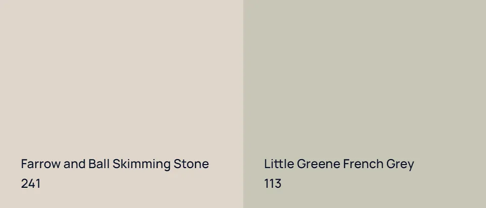 Farrow and Ball Skimming Stone 241 vs Little Greene French Grey 113