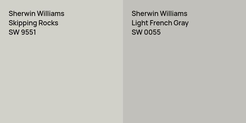 Sherwin Williams Skipping Rocks vs. Sherwin Williams Light French Gray