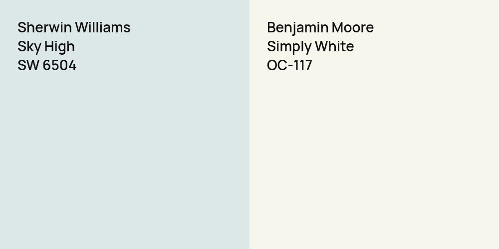 Sherwin Williams Sky High vs. Benjamin Moore Simply White