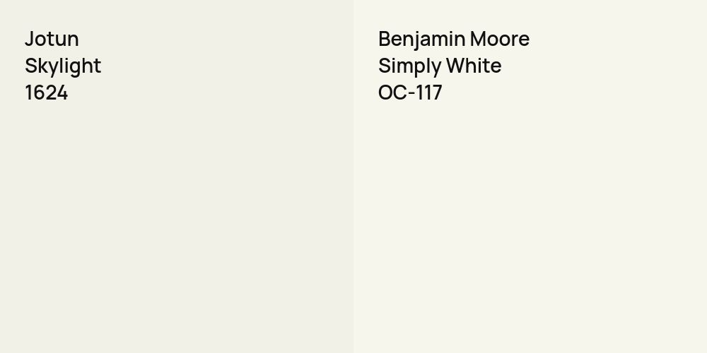 Jotun Skylight vs. Benjamin Moore Simply White