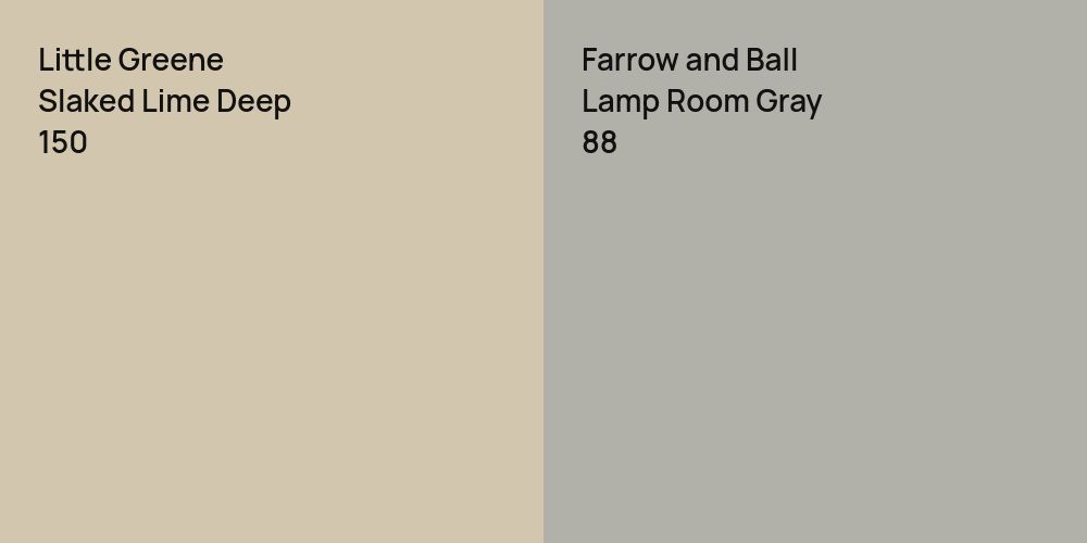 Little Greene Slaked Lime Deep vs. Farrow and Ball Lamp Room Gray