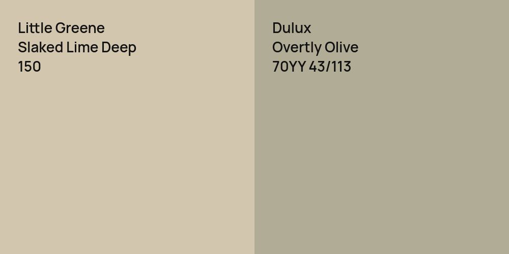 Little Greene Slaked Lime Deep vs. Dulux Overtly Olive