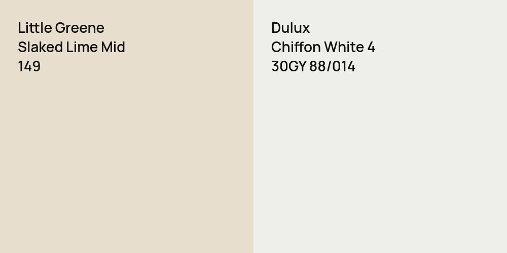 Little Greene Slaked Lime Mid vs. Dulux Chiffon White 4