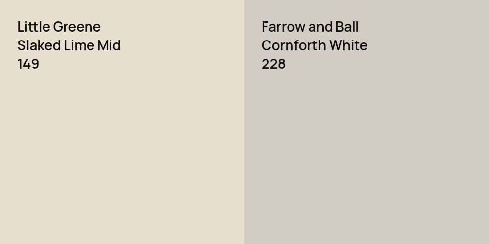 Little Greene Slaked Lime Mid vs. Farrow and Ball Cornforth White