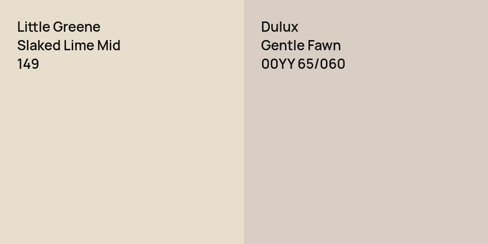 Little Greene Slaked Lime Mid vs. Dulux Gentle Fawn