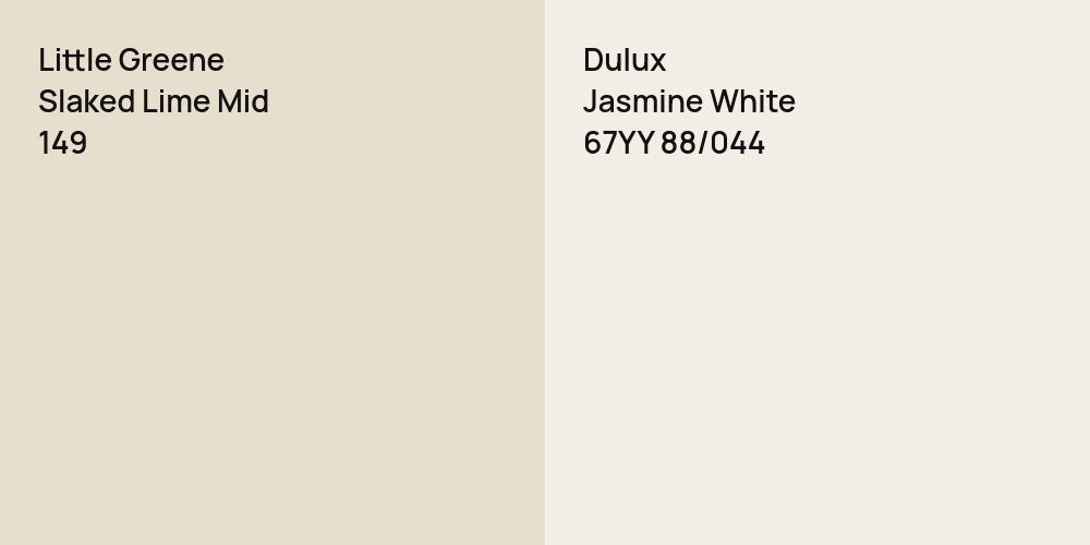 Little Greene Slaked Lime Mid vs. Dulux Jasmine White