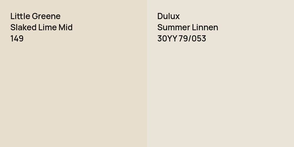 Little Greene Slaked Lime Mid vs. Dulux Summer Linnen