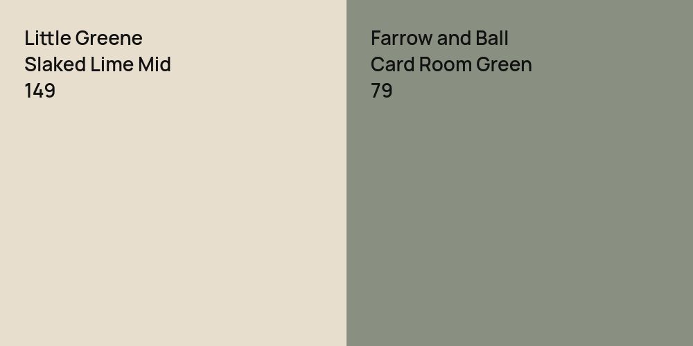 Little Greene Slaked Lime Mid vs. Farrow and Ball Card Room Green