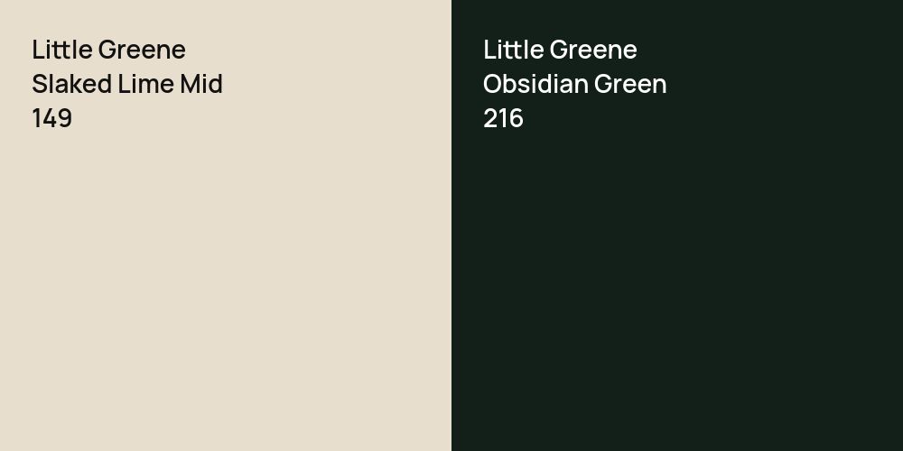 Little Greene Slaked Lime Mid vs. Little Greene Obsidian Green