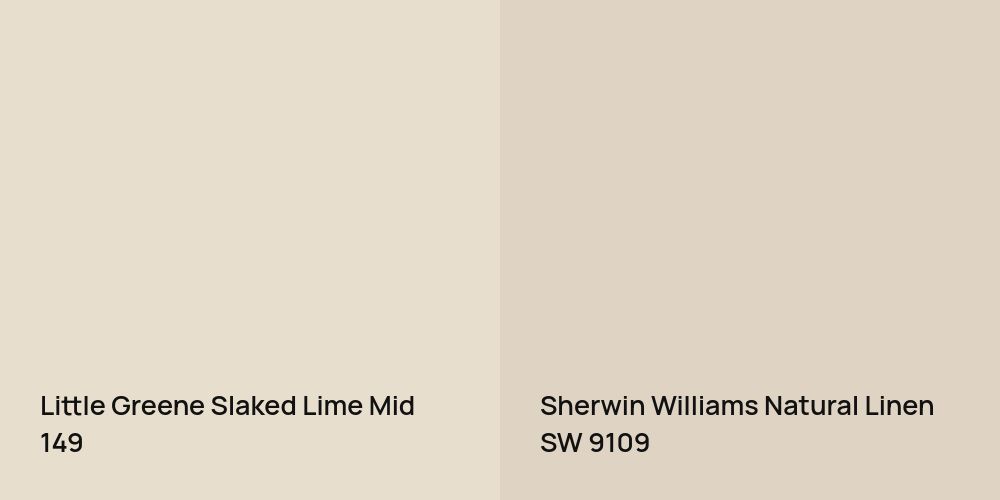 Little Greene Slaked Lime Mid vs. Sherwin Williams Natural Linen