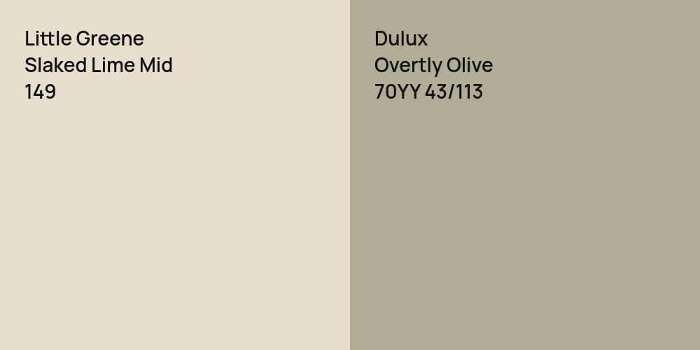 Little Greene Slaked Lime Mid vs. Dulux Overtly Olive