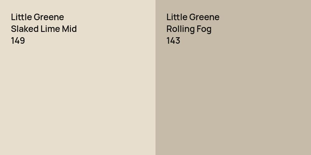 Little Greene Slaked Lime Mid vs. Little Greene Rolling Fog