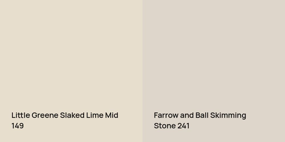 Little Greene Slaked Lime Mid vs. Farrow and Ball Skimming Stone