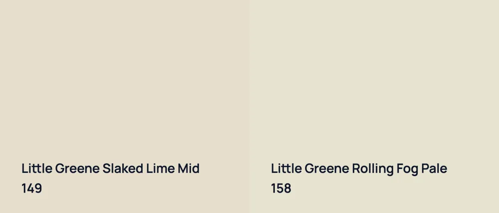 Little Greene Slaked Lime Mid 149 vs Little Greene Rolling Fog Pale 158
