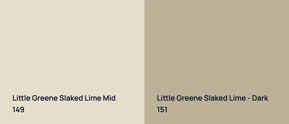 Little Greene Slaked Lime Mid 149 vs Little Greene Slaked Lime - Dark 151