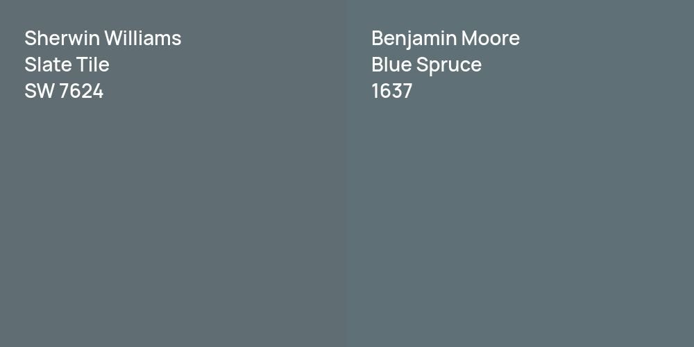 Sherwin Williams Slate Tile vs. Benjamin Moore Blue Spruce