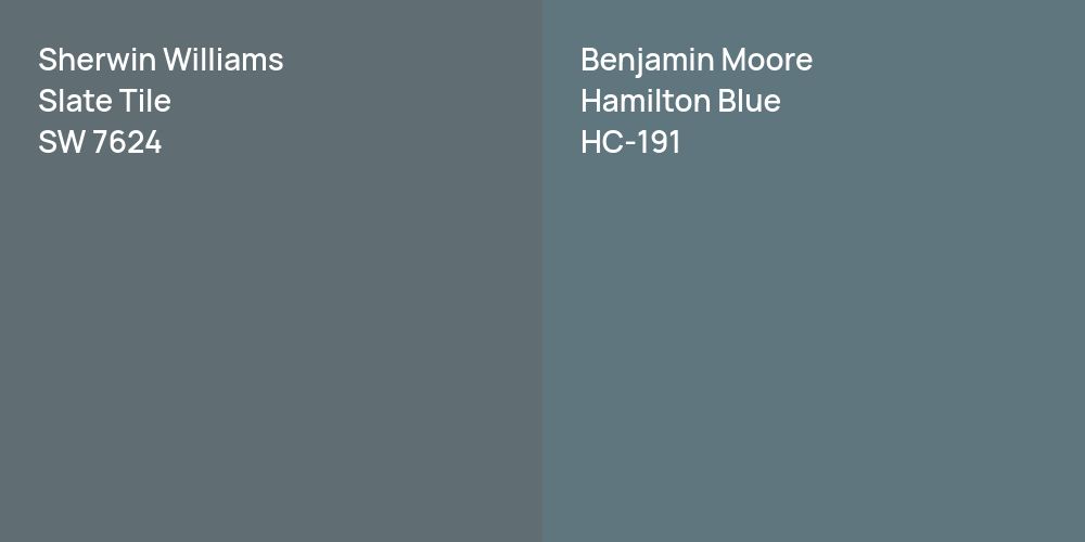 Sherwin Williams Slate Tile vs. Benjamin Moore Hamilton Blue