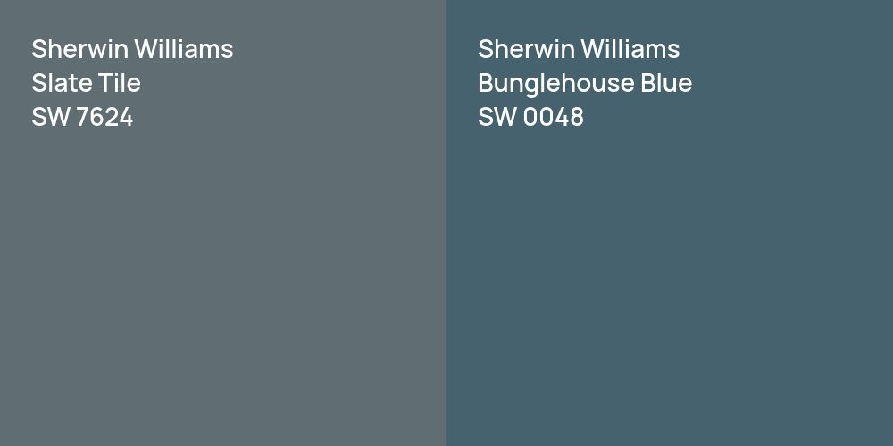 Sherwin Williams Slate Tile vs. Sherwin Williams Bunglehouse Blue