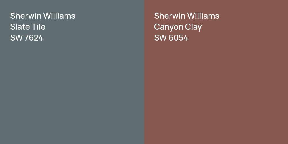 Sherwin Williams Slate Tile vs. Sherwin Williams Canyon Clay