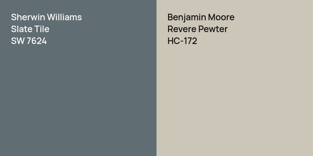 Sherwin Williams Slate Tile vs. Benjamin Moore Revere Pewter