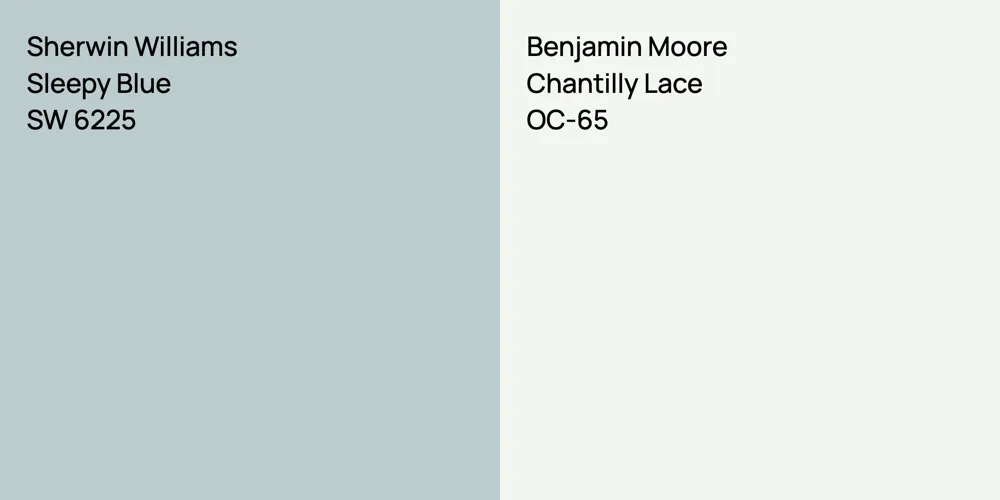 Sherwin Williams Sleepy Blue vs. Benjamin Moore Chantilly Lace