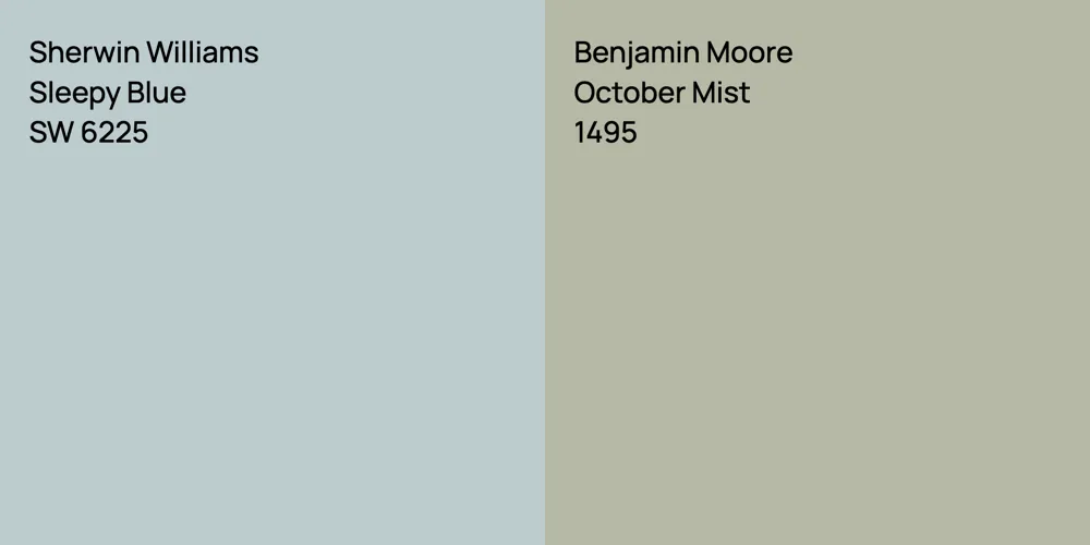 Sherwin Williams Sleepy Blue vs. Benjamin Moore October Mist