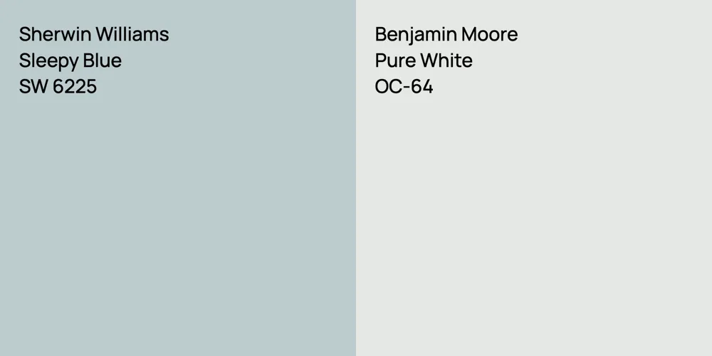 Sherwin Williams Sleepy Blue vs. Benjamin Moore Pure White