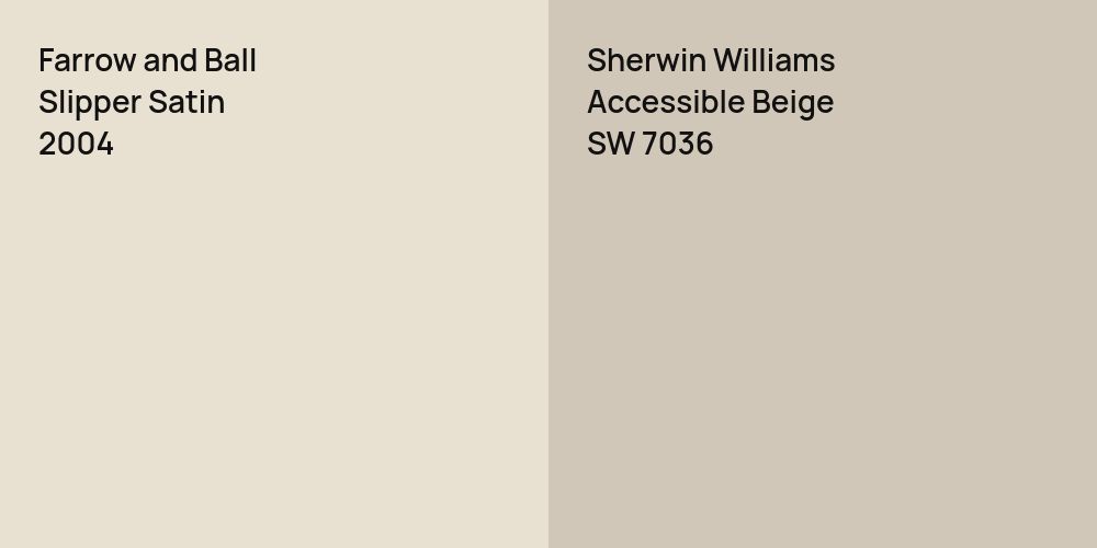 Farrow and Ball Slipper Satin vs. Sherwin Williams Accessible Beige