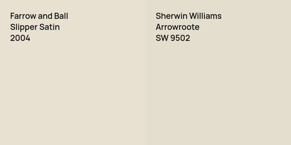 Farrow and Ball Slipper Satin vs. Sherwin Williams Arrowroote