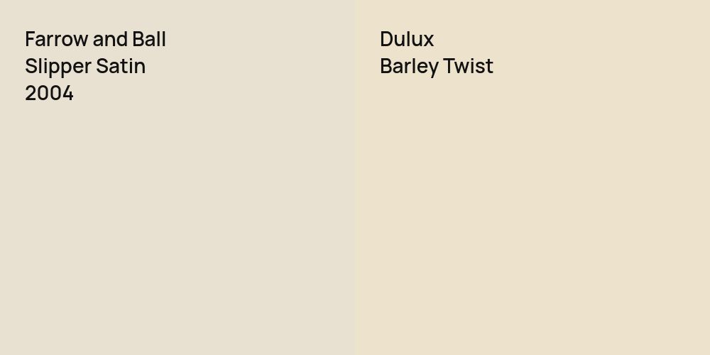 Farrow and Ball Slipper Satin vs. Dulux Barley Twist