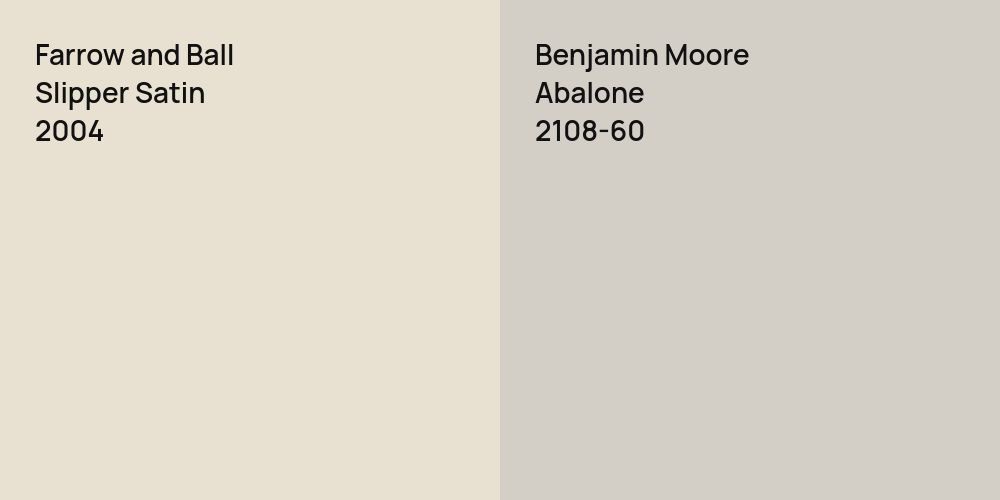 Farrow and Ball Slipper Satin vs. Benjamin Moore Abalone