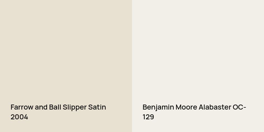 Farrow and Ball Slipper Satin vs. Benjamin Moore Alabaster