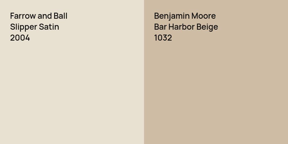 Farrow and Ball Slipper Satin vs. Benjamin Moore Bar Harbor Beige