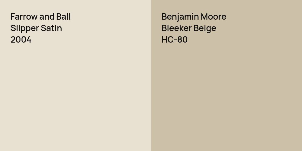 Farrow and Ball Slipper Satin vs. Benjamin Moore Bleeker Beige