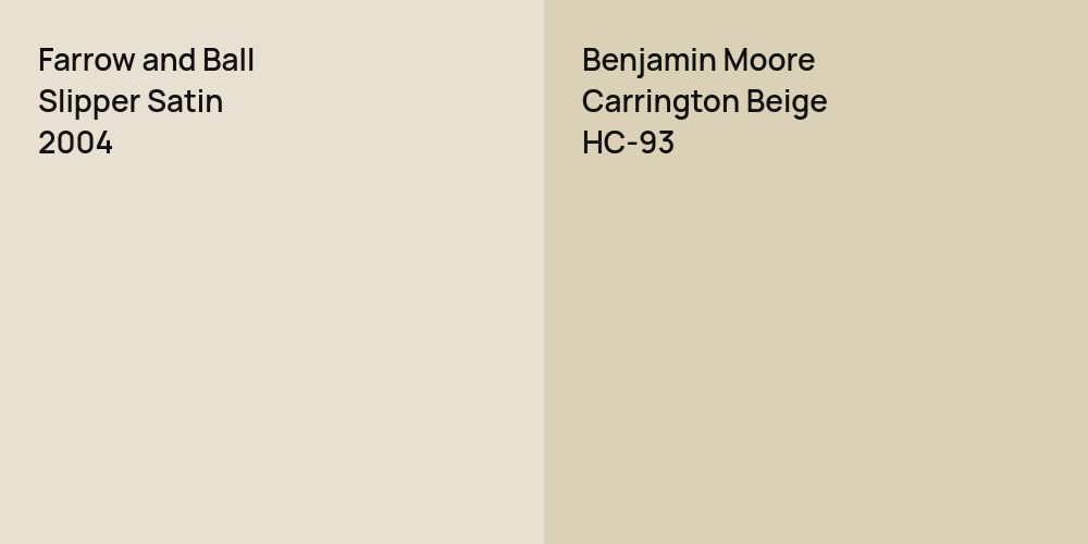 Farrow and Ball Slipper Satin vs. Benjamin Moore Carrington Beige