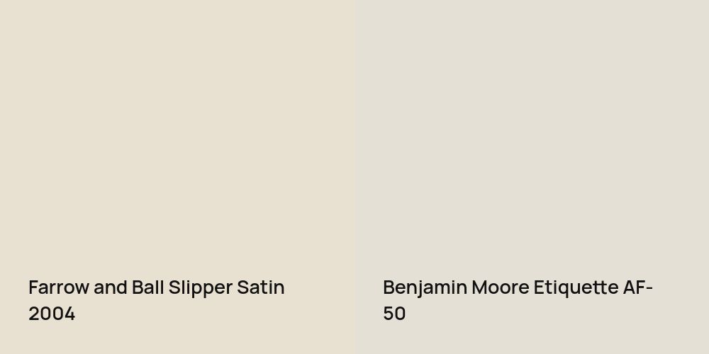 Farrow and Ball Slipper Satin vs. Benjamin Moore Etiquette